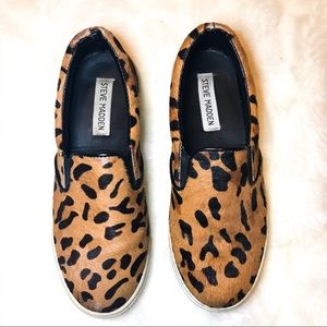 Steve Madden Ecentric Leopard Pony Fur Flats 6
